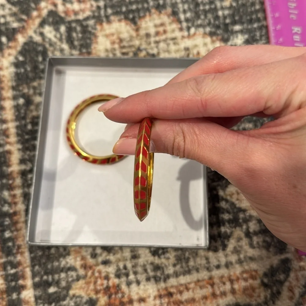 Gold and Burnt Pink Arrow Hoops